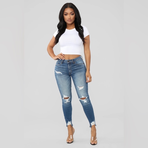 Fashion Nova Ego Trip Mid Rise Jeans Medium Blue Wash - Picture 2 of 8